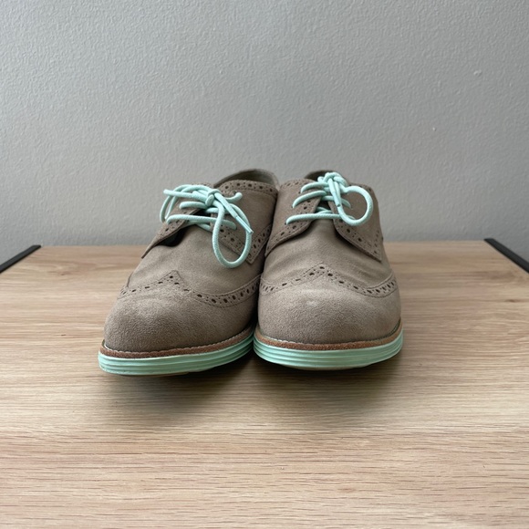 Cole Haan Lunargrand Lace-Up Oxfords Beige Suede and Green Size 7.5 Women’s - Picture 3 of 9